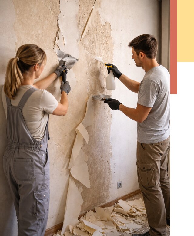 Снятие старых обоев в Гагарине от 5462 руб. под ключ недорого | ОТДЕЛОЧНИК-Ггр