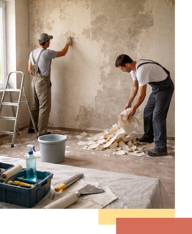 Снятие старых обоев в Гагарине быстро и качественно