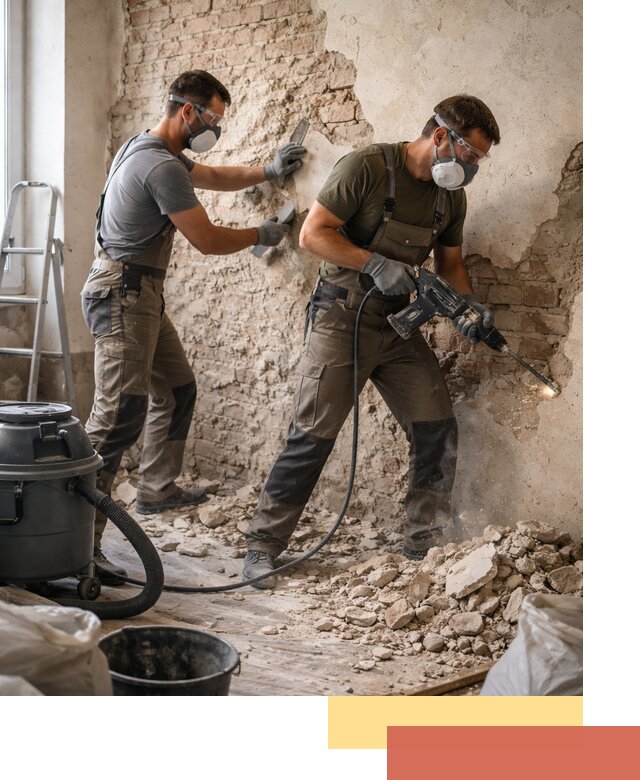 Демонтаж штукатурки со стен в Гагарине быстро и аккуратно