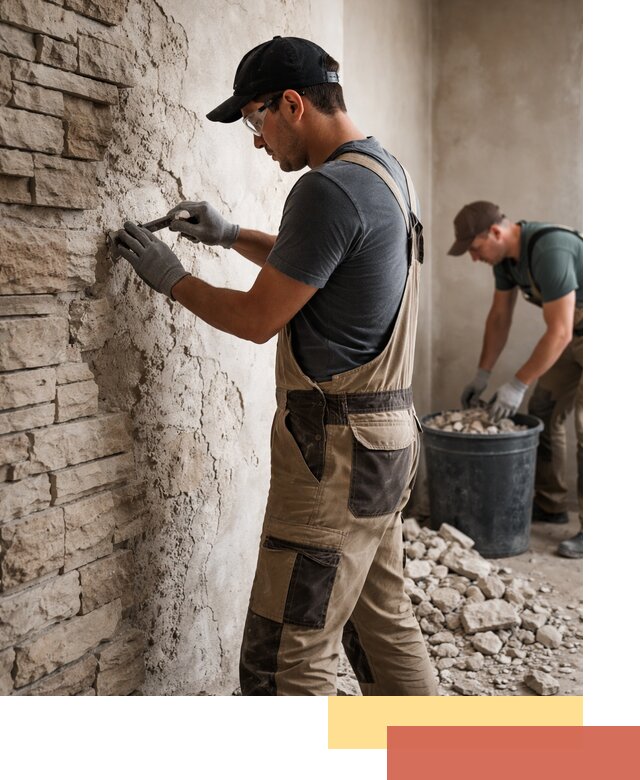 Демонтаж декоративного камня в Гагарине профессионально и безопасно