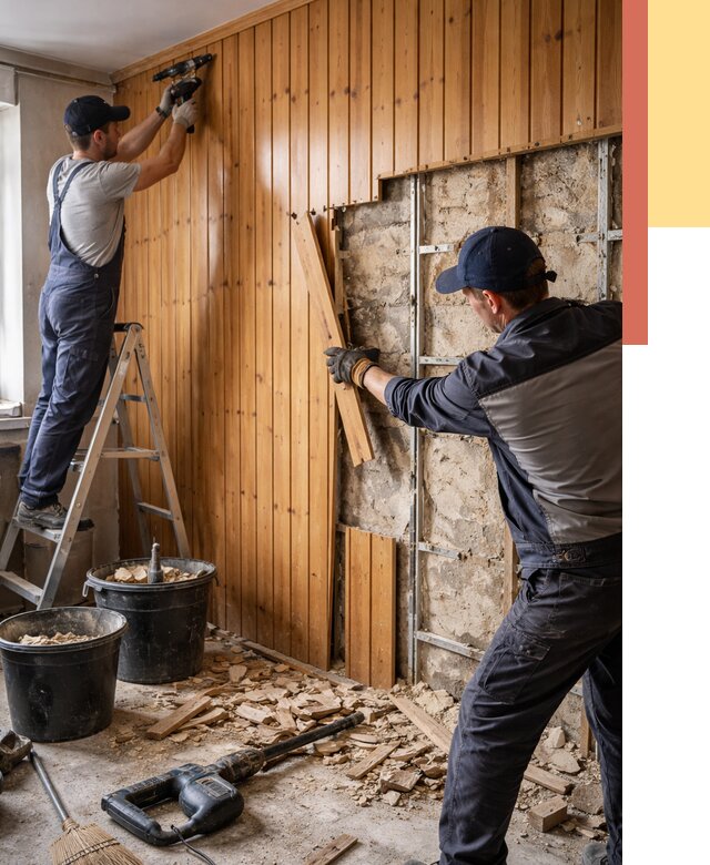 Демонтаж вагонки со стен в Гагарине от 1509 руб. — снятие, удаление, срочно | ОТДЕЛОЧНИК-Ггр