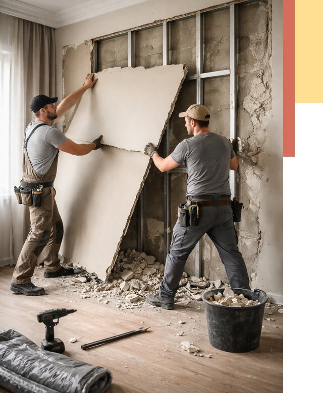 Демонтаж гипсокартона со стен в Гагарине от 364 руб. — услуги демонтажа | ОТДЕЛОЧНИК-Ггр