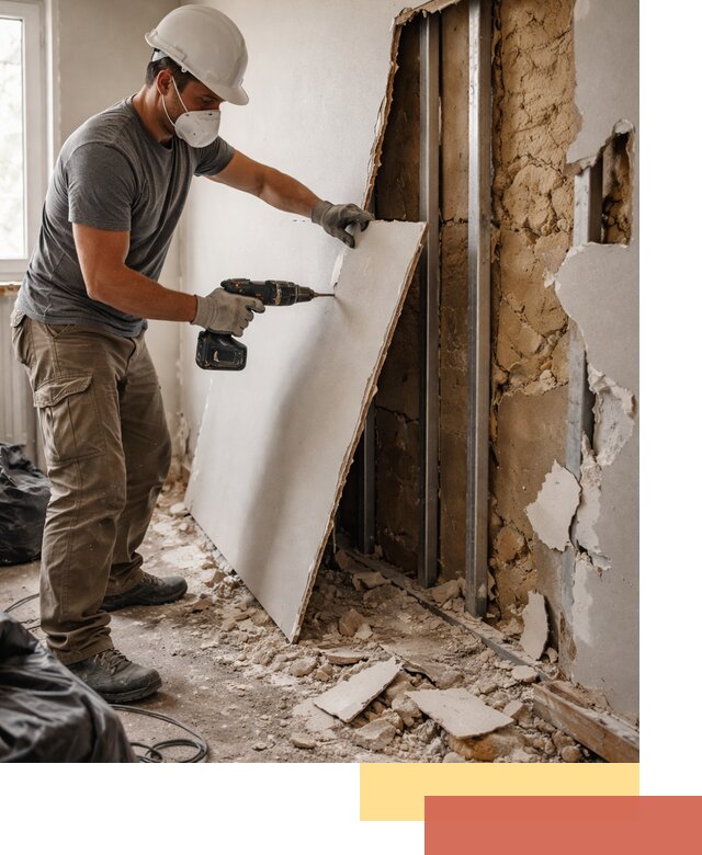 Демонтаж гипсокартона со стен в Гагарине качественно и быстро