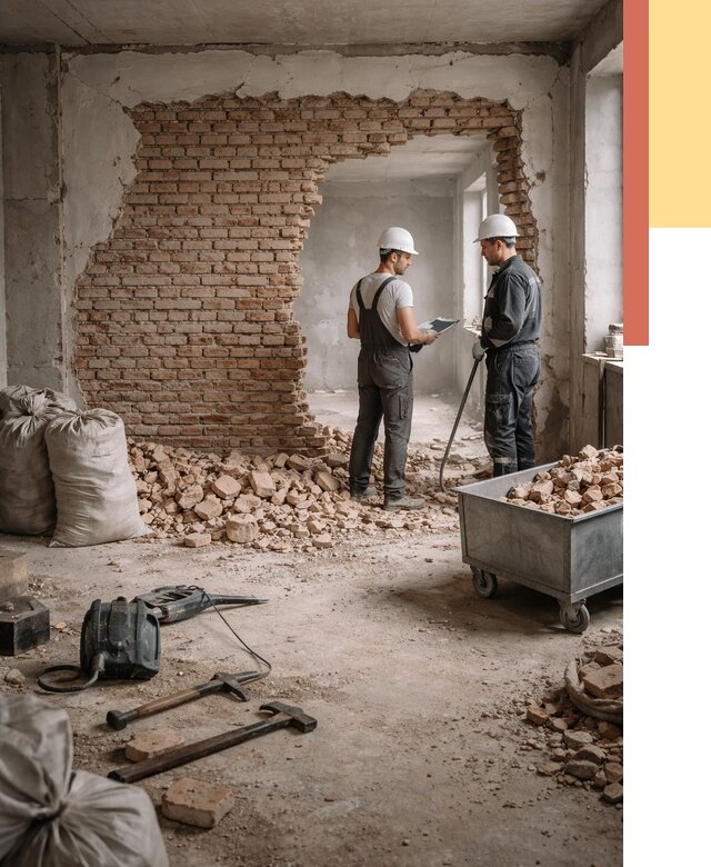 Демонтаж кирпичных стен в Гагарине от 4370 руб. — быстро, недорого, под ключ | ОТДЕЛОЧНИК-Ггр