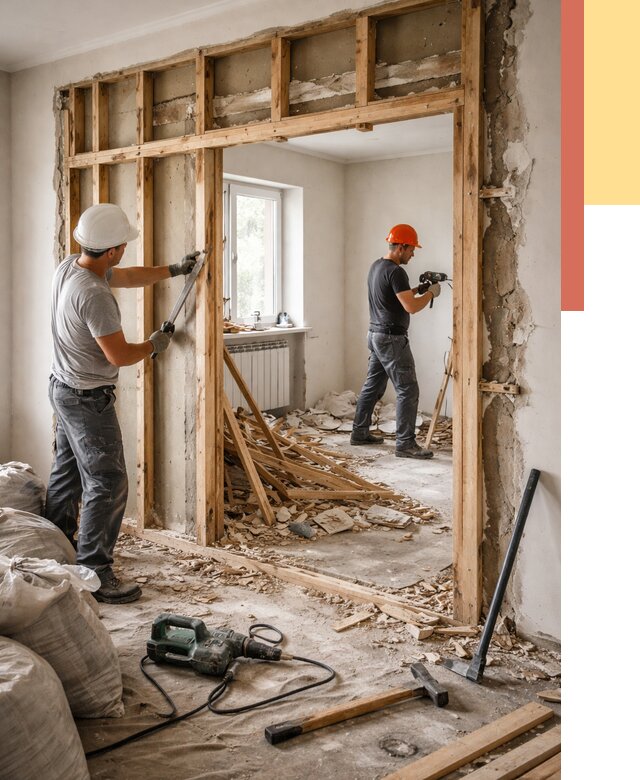 Демонтаж деревянных перегородок в Гагарине от 3329 руб. — быстро и недорого | ОТДЕЛОЧНИК-Ггр