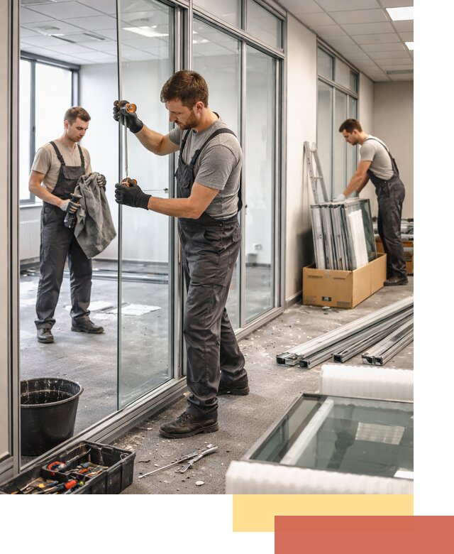 Демонтаж стеклянных перегородок в Гагарине быстро и безопасно