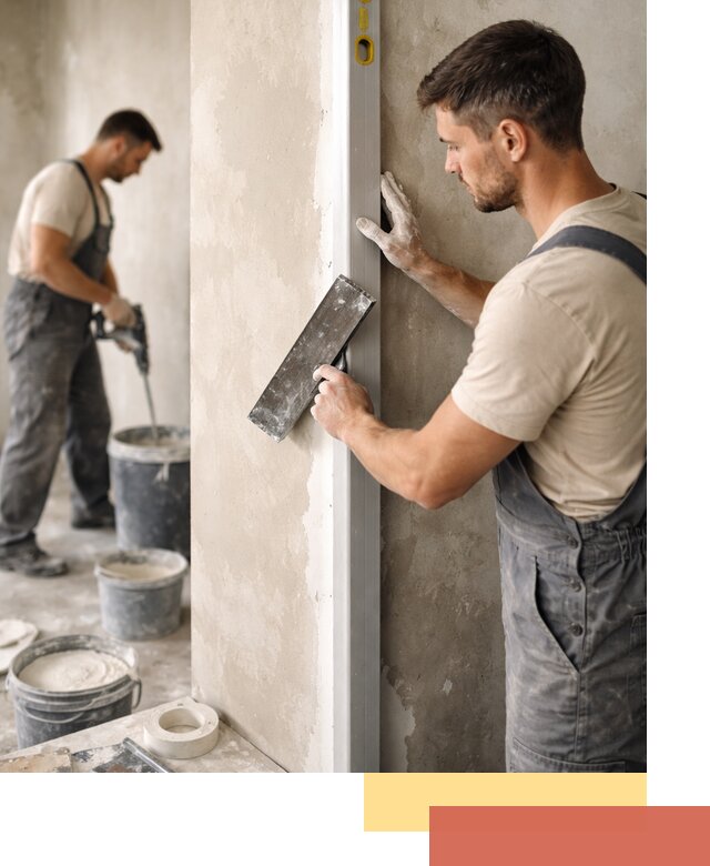 Выведение углов стен в Гагарине: монтаж и оштукатуривание