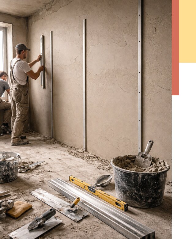 Штукатурка стен по маякам в Гагарине от 5722 руб./м² — выравнивание под ключ | ОТДЕЛОЧНИК-Ггр