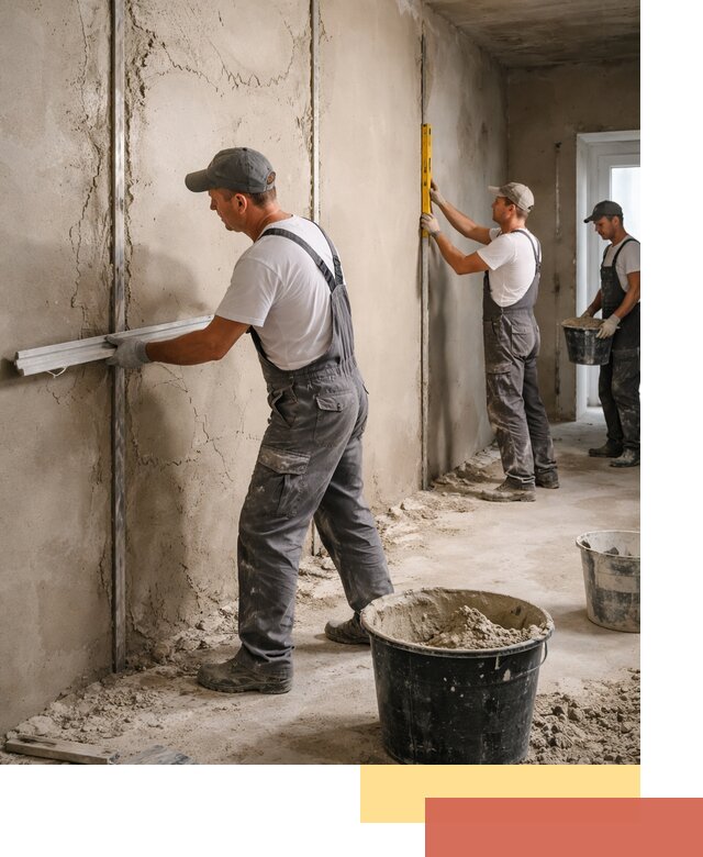 Штукатурка стен по маякам в Гагарине — точная и ровная поверхность