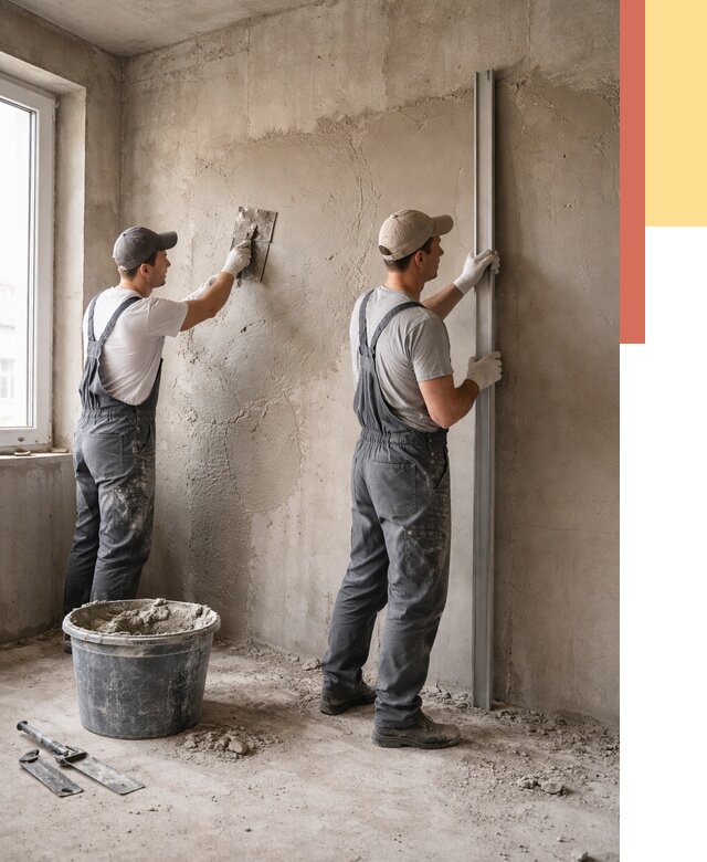 Штукатурка бетонных стен в Гагарине от 4682 руб/м² — качественно и быстро | ОТДЕЛОЧНИК-Ггр