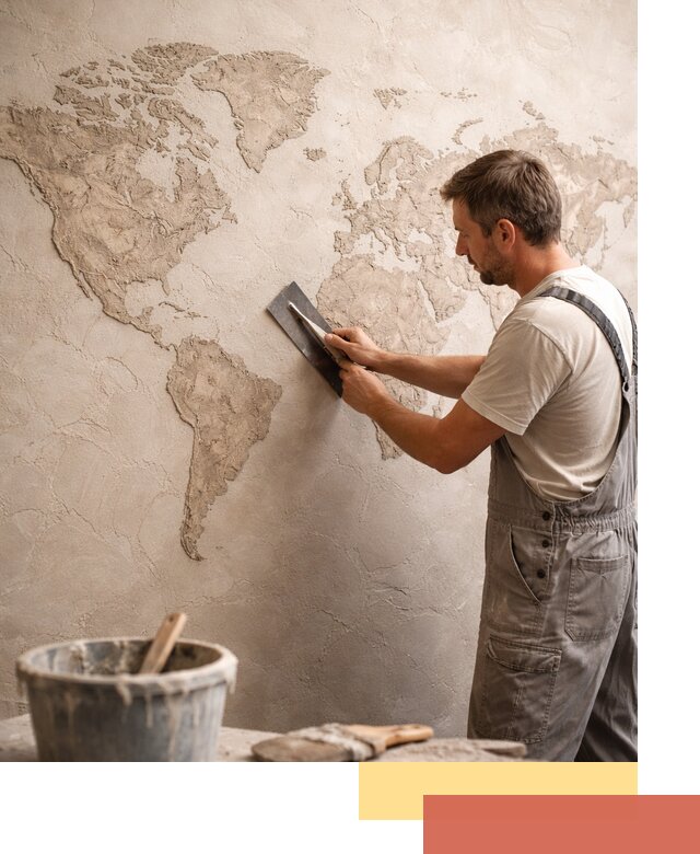 Декоративная штукатурка «Карта мира» под ключ в Гагарине