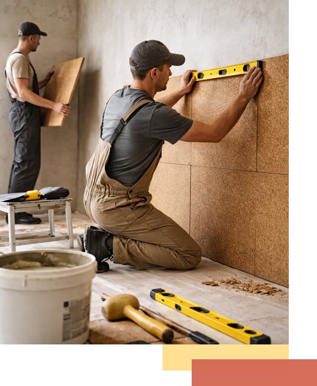 Монтаж пробковых панелей на стены в Гагарине быстро и качественно