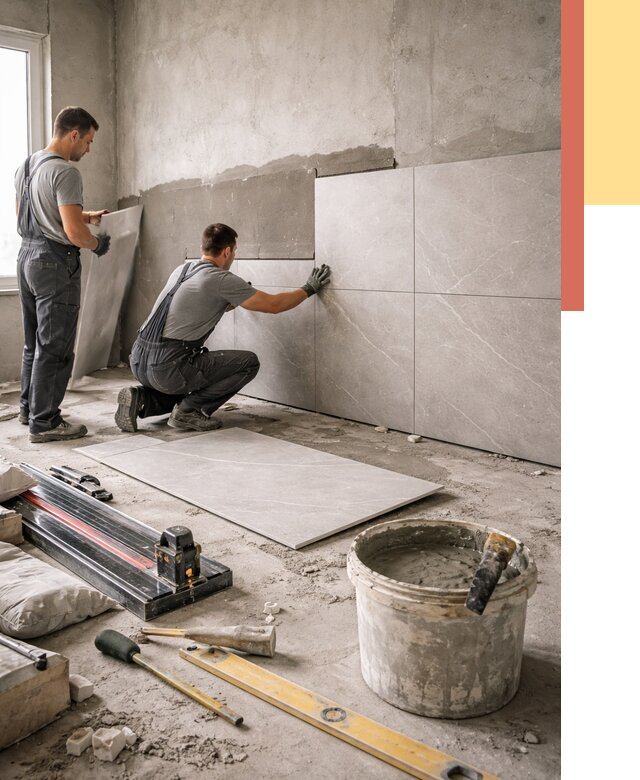 Облицовка стен керамогранитом в Гагарине от 4370 руб./м² — услуги под ключ | ОТДЕЛОЧНИК-Ггр