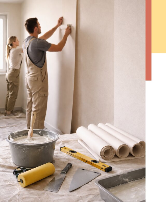 Поклейка бумажных обоев в Гагарине от 5722 руб./м2 — быстро и недорого | ОТДЕЛОЧНИК-Ггр