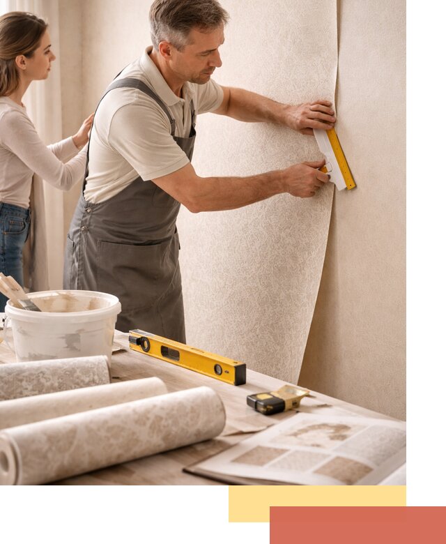 Поклейка обоев с подбором рисунка в Гагарине