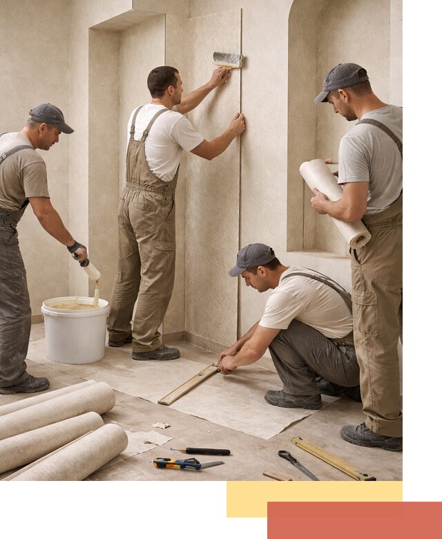 Поклейка обоев на сложные стены и неровные поверхности в Гагарине