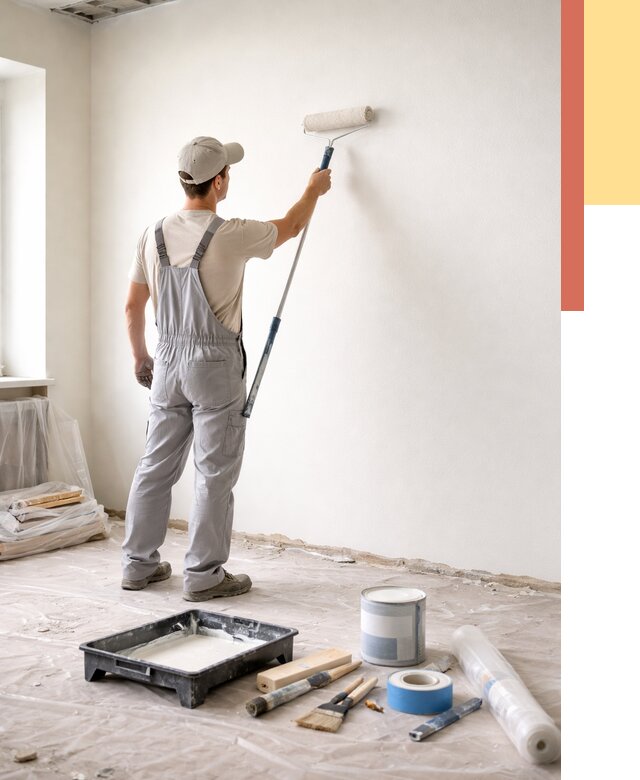 Покраска стен водоэмульсионной краской в Гагарине от 468 руб. за м² | ОТДЕЛОЧНИК-Ггр