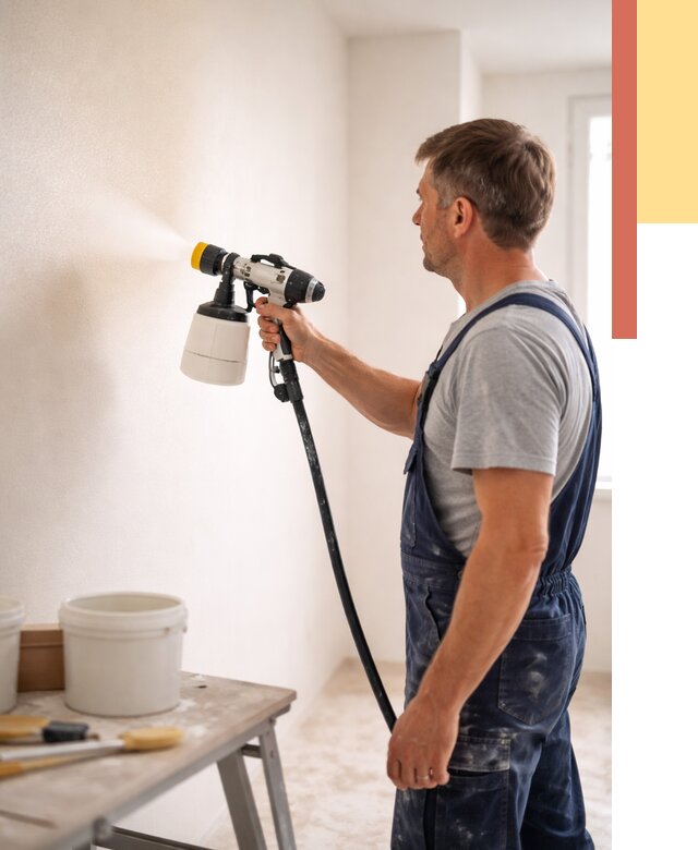 Покраска стен краскопультом в Гагарине от 7803 руб. — механизированная покраска | ОТДЕЛОЧНИК-Ггр