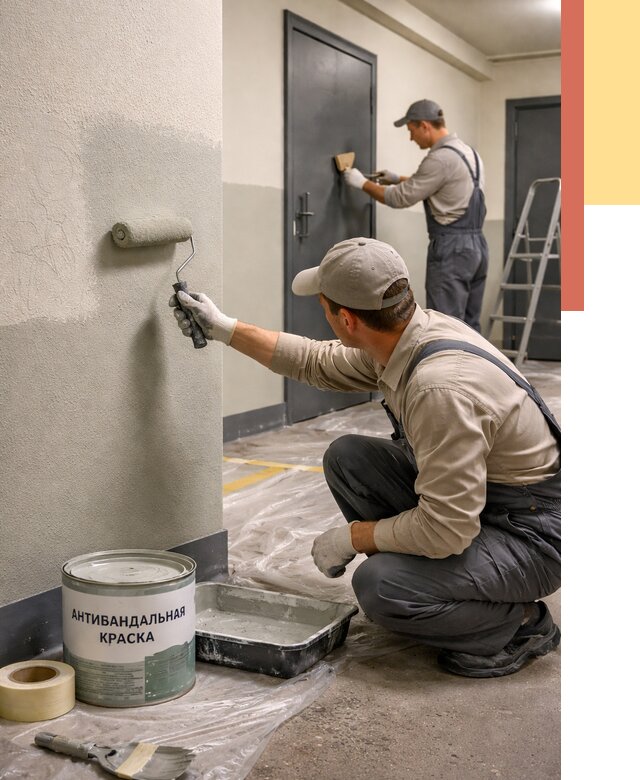 Покраска стен антивандальной краской в Гагарине от 4682 руб./м² под ключ | ОТДЕЛОЧНИК-Ггр