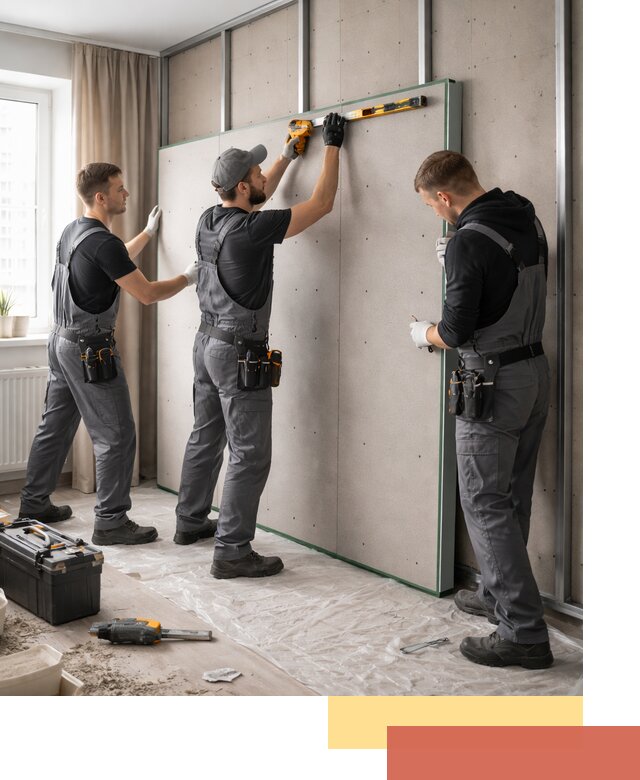 Шумоизоляция стен панелями ЗИПС в Гагарине для жилых и коммерческих помещений