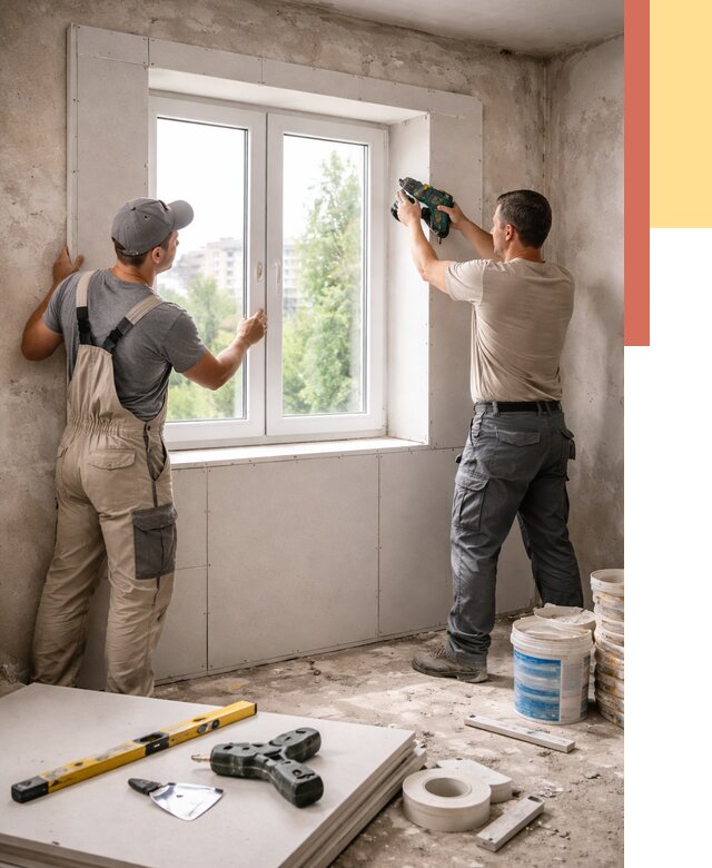 Монтаж откосов из гипсокартона в Гагарине от 4682 руб. под ключ | ОТДЕЛОЧНИК-Ггр