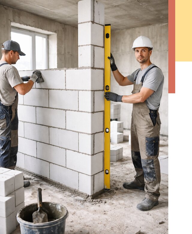 Кладка перегородок из пеноблока в Гагарине от 1873 руб. под ключ | ОТДЕЛОЧНИК-Ггр