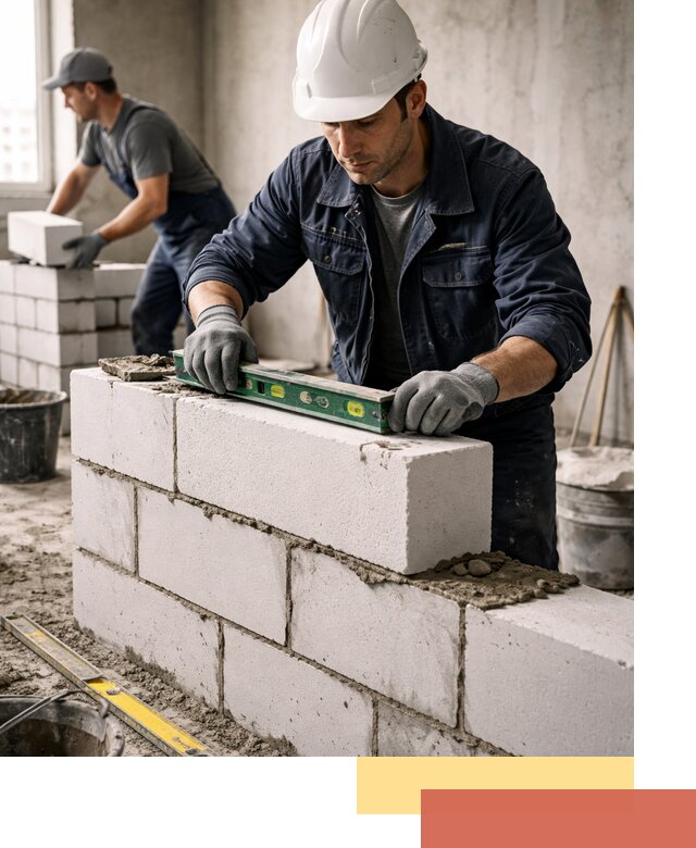 Кладка перегородок из пеноблока под ключ в Гагарине