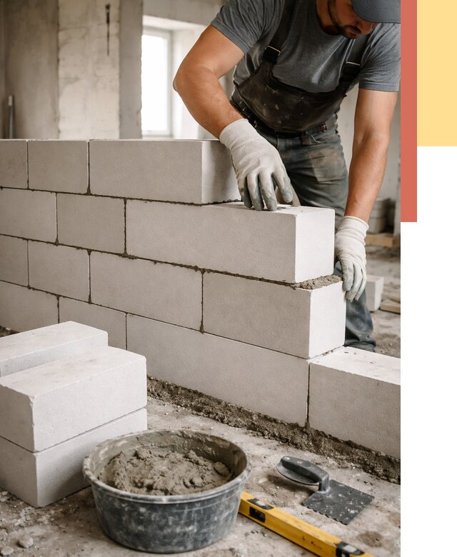 Кладка перегородок из силикатного блока в Гагарине от 4162 руб. под ключ | ОТДЕЛОЧНИК-Ггр