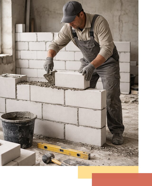 Кладка перегородок из силикатного блока в Гагарине