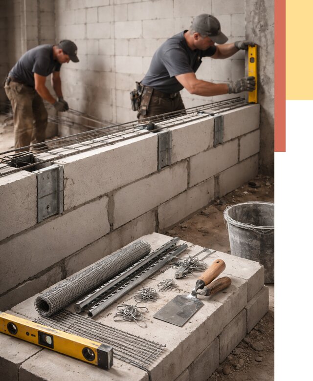 Армирование кладки перегородок в Гагарине от 780 руб. под ключ | ОТДЕЛОЧНИК-Ггр