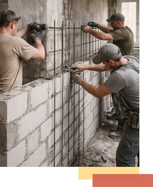 Армирование кладки перегородок в Гагарине профессионально и надёжно