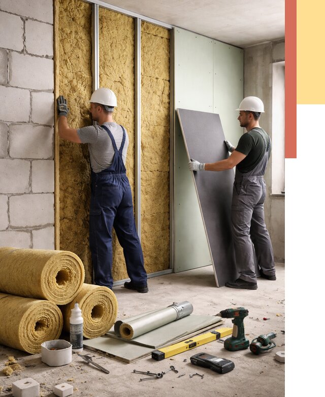 Шумоизоляция перегородок из блоков в Гагарине от 1925 руб./м² — быстро и недорого | ОТДЕЛОЧНИК-Ггр