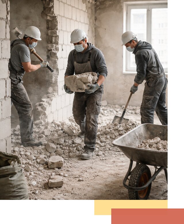 Демонтаж блочных перегородок в Гагарине быстро и аккуратно