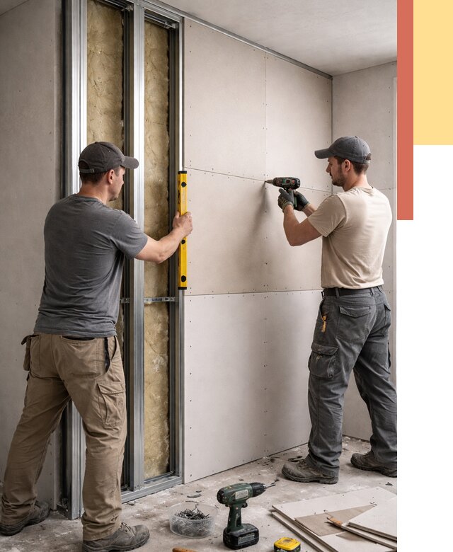 Монтаж двухслойной перегородки из гипсокартона в Гагарине от 1509 руб. | ОТДЕЛОЧНИК-Ггр