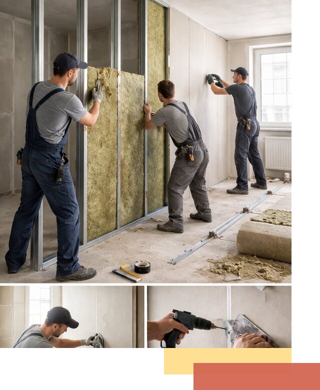 Перегородка из гипсокартона с шумоизоляцией в Гагарине — монтаж под ключ