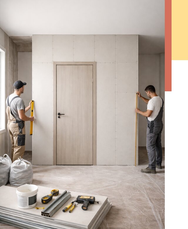 Перегородка из гипсокартона с дверью в Гагарине от 4682 руб. под ключ | ОТДЕЛОЧНИК-Ггр