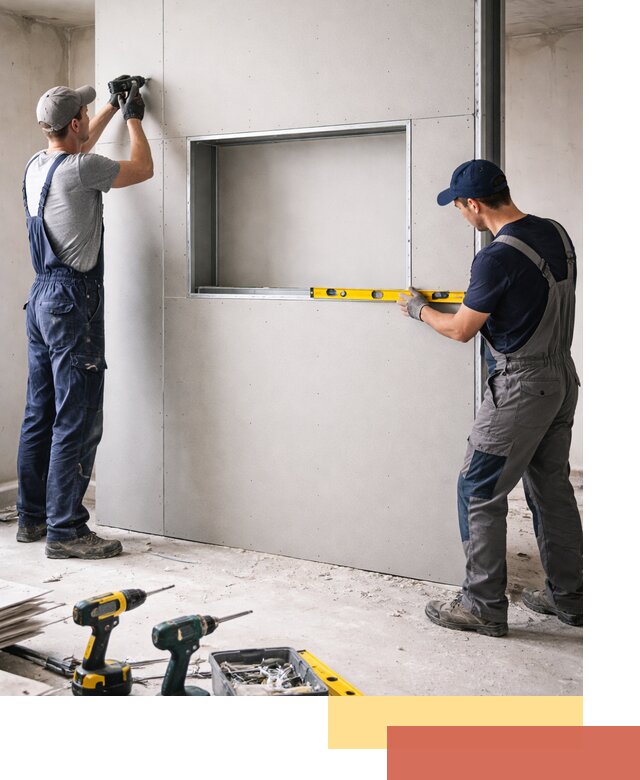 Перегородка из гипсокартона с нишей под декор в Гагарине