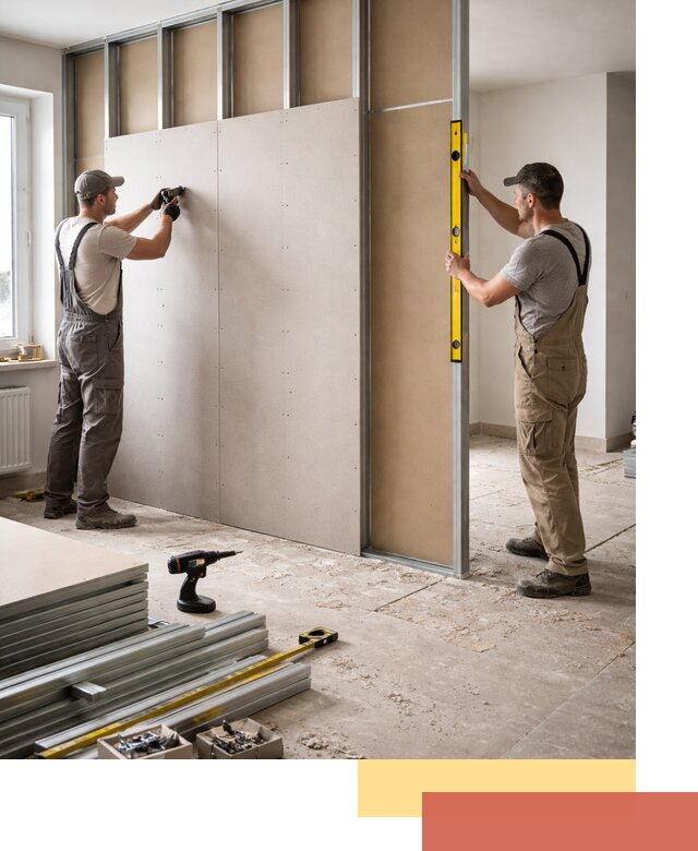 Зонирующая перегородка из гипсокартона под ключ в Гагарине