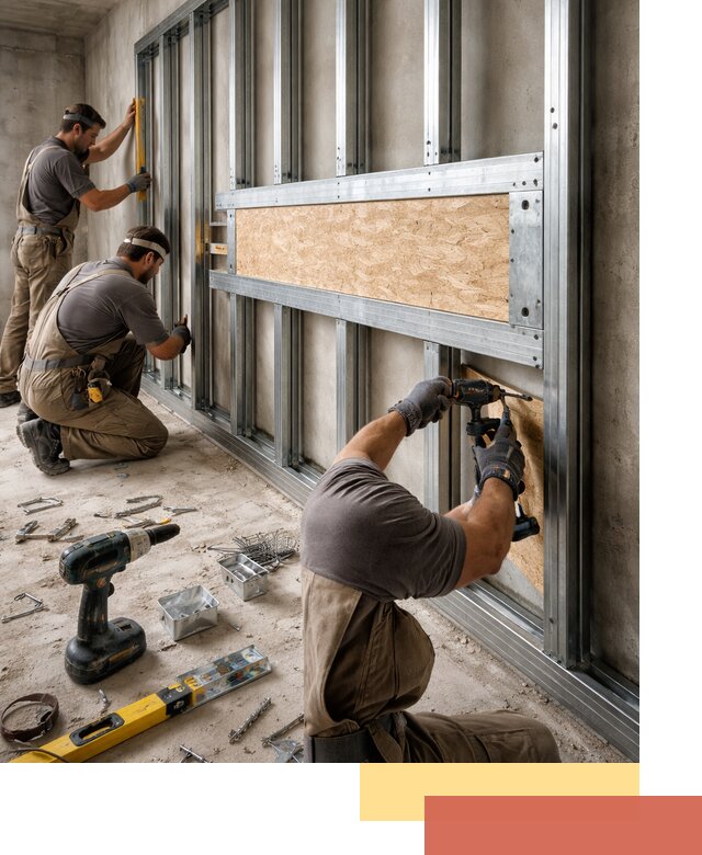 Усиленная перегородка для крепления тяжёлых конструкций в Гагарине