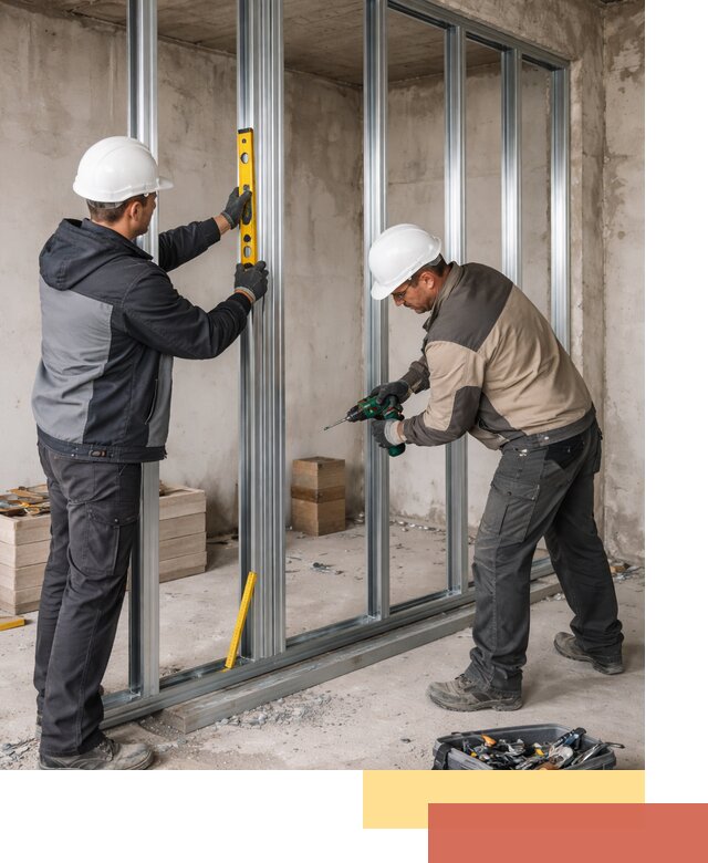 Монтаж каркаса перегородки из профиля в Гагарине