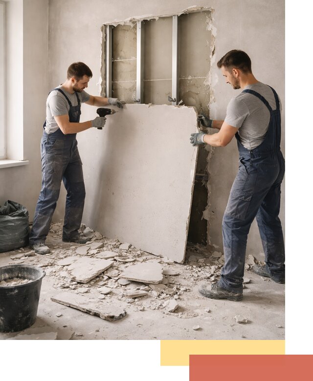 Демонтаж перегородки из гипсокартона в Гагарине быстрый и аккуратный