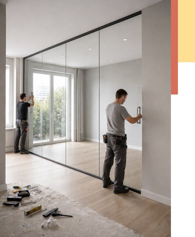 Изготовление стеклянных перегородок в Гагарине от 12849 руб. под ключ | ОТДЕЛОЧНИК-Ггр