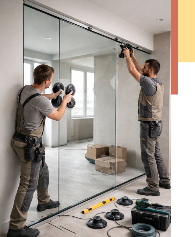 Монтаж стеклянных перегородок в Гагарине от 6763 руб. | ОТДЕЛОЧНИК-Ггр