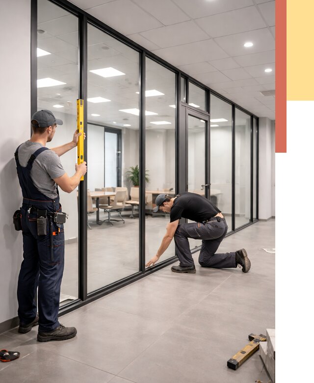 Каркасные стеклянные перегородки в Гагарине под ключ от 9572 руб. | ОТДЕЛОЧНИК-Ггр