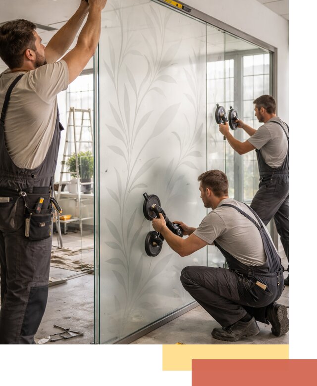 Стеклянные перегородки с рисунком на заказ в Гагарине