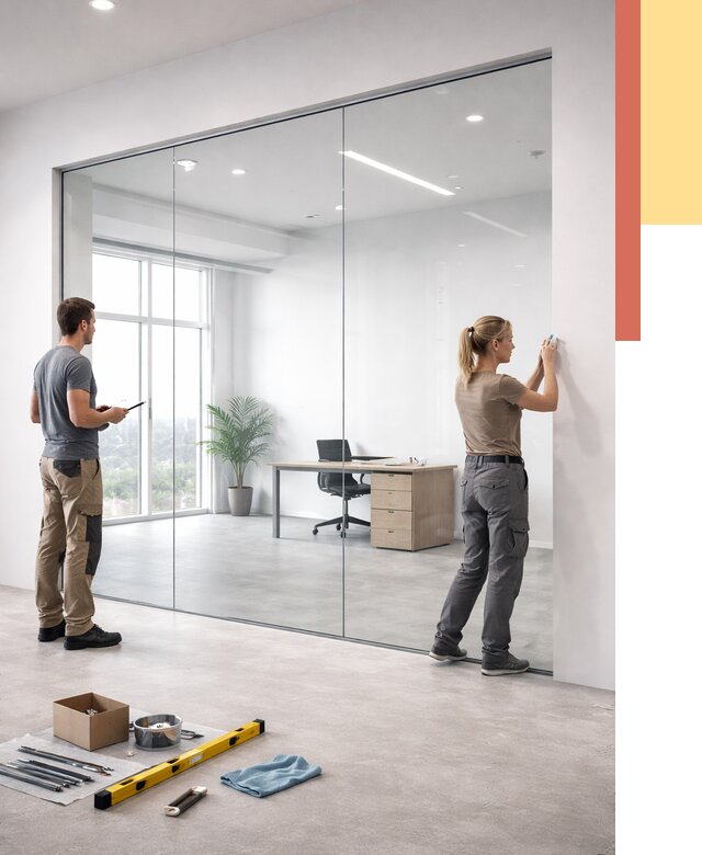 Перегородки из закаленного стекла в Гагарине от 9884 руб. под ключ | ОТДЕЛОЧНИК-Ггр