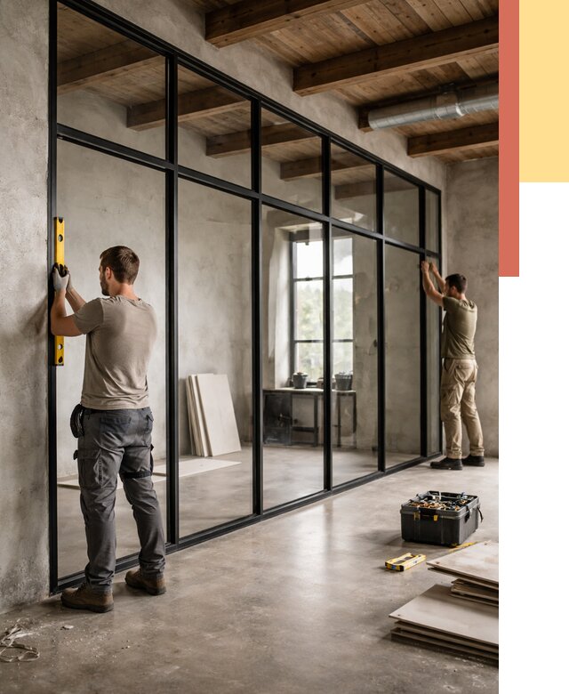 Стеклянные перегородки лофт в Гагарине от 10924 руб. под ключ | ОТДЕЛОЧНИК-Ггр