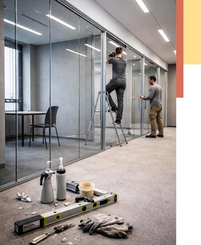 Стеклянные офисные перегородки в Гагарине от 8843 руб. — монтаж и установка | ОТДЕЛОЧНИК-Ггр