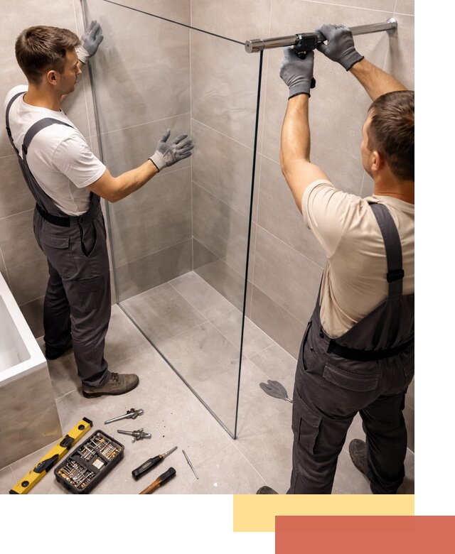 Стеклянные перегородки для душа в Гагарине — изготовление и монтаж