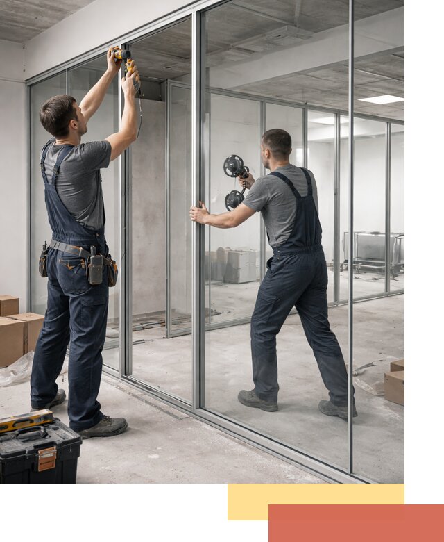 Алюминиевые перегородки со стеклом в Гагарине — изготовление и монтаж